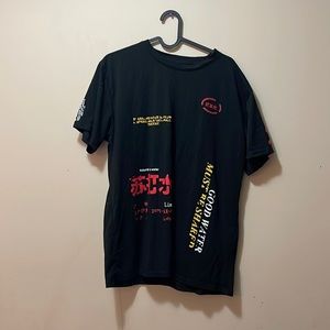 Black graphic tee shirt